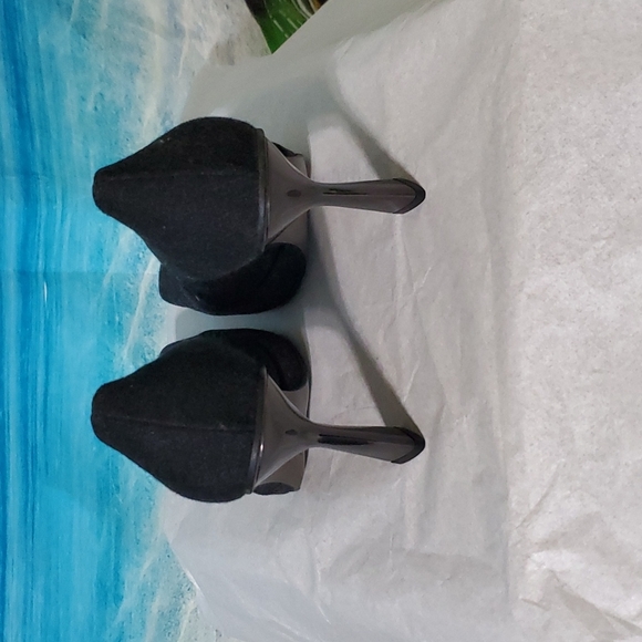 Bruno MAGLI WOOL PUMPS SQUARE TOE BLOCK HEELS SIZE 37 1/2 ( 7 ) - Picture 3 of 6